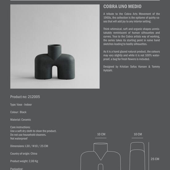 Ваза Cobra Uno Medio – Black