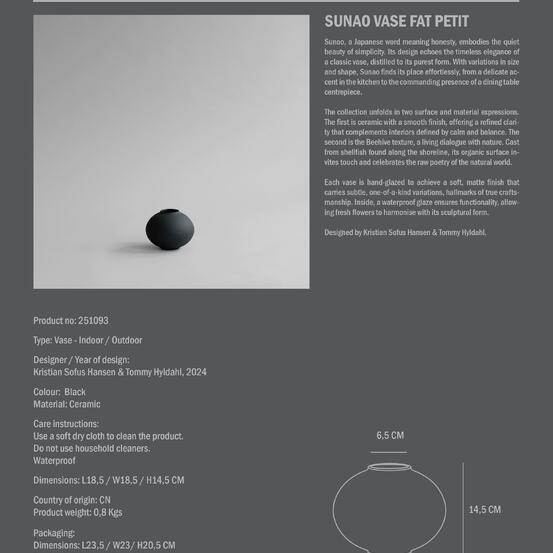 Ваза Sunao Fat Petit - Black