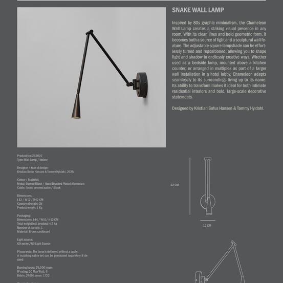Snake Wall Lamp - Burned Black